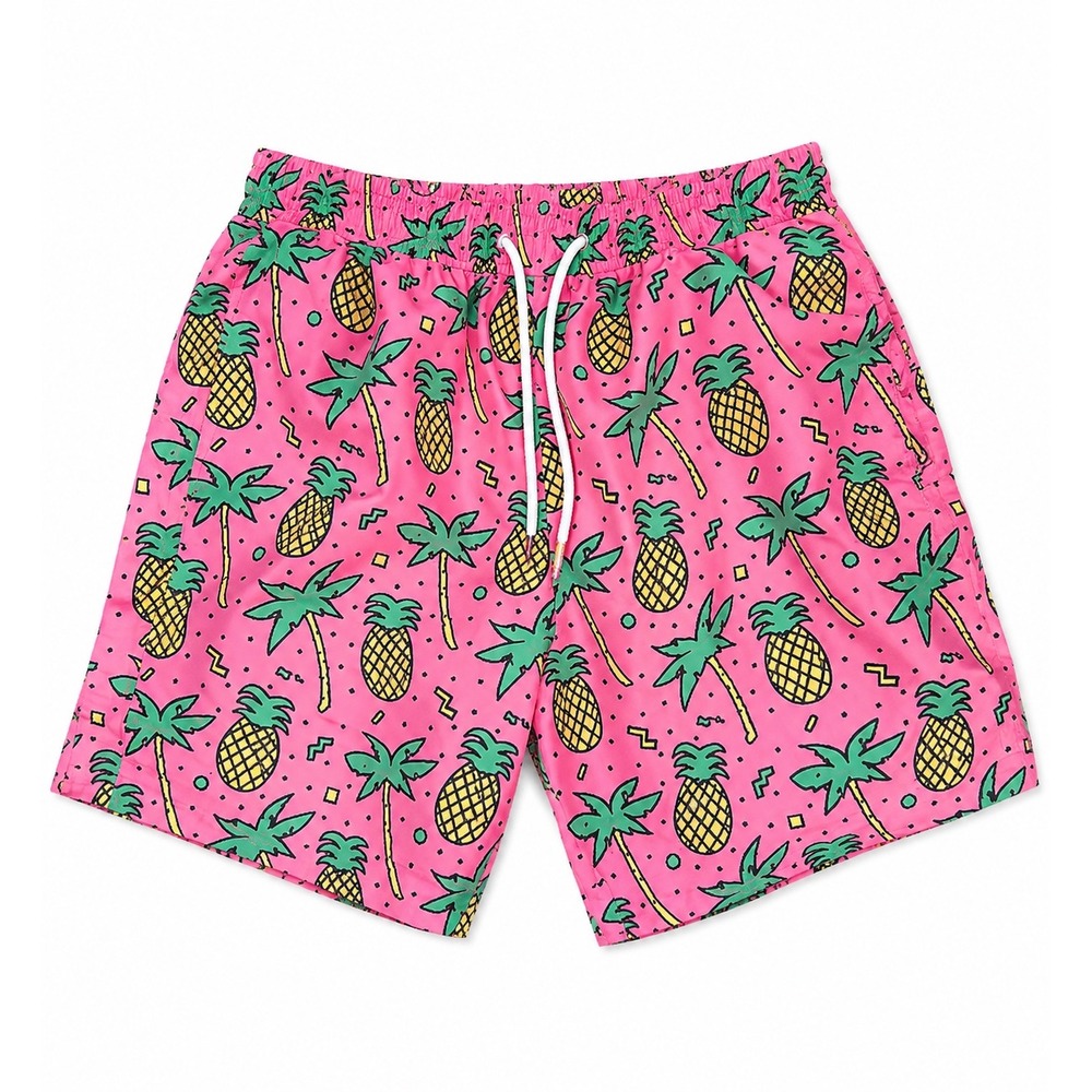 Maamgic Boys Swim Trunks Size 14/16 Pink Pineapple Palm Tree Mesh Lined Shorts‎